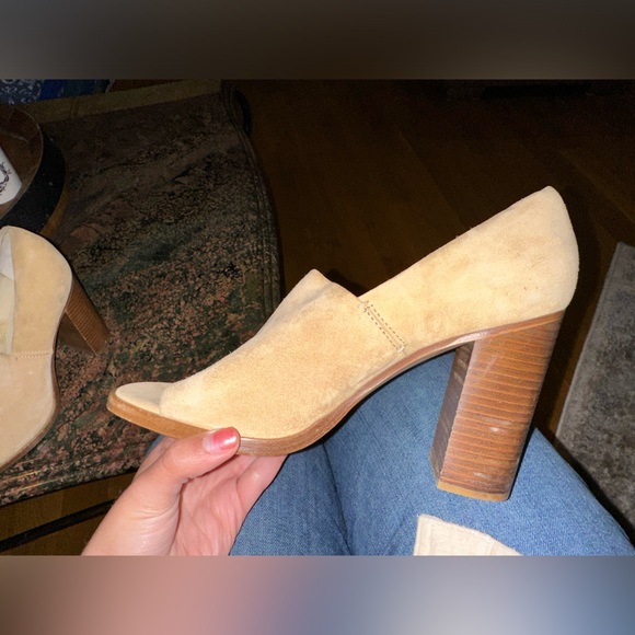 Rag & Bone Myra Peep Toe Suede Heels in Dune NEW - Picture 14 of 14